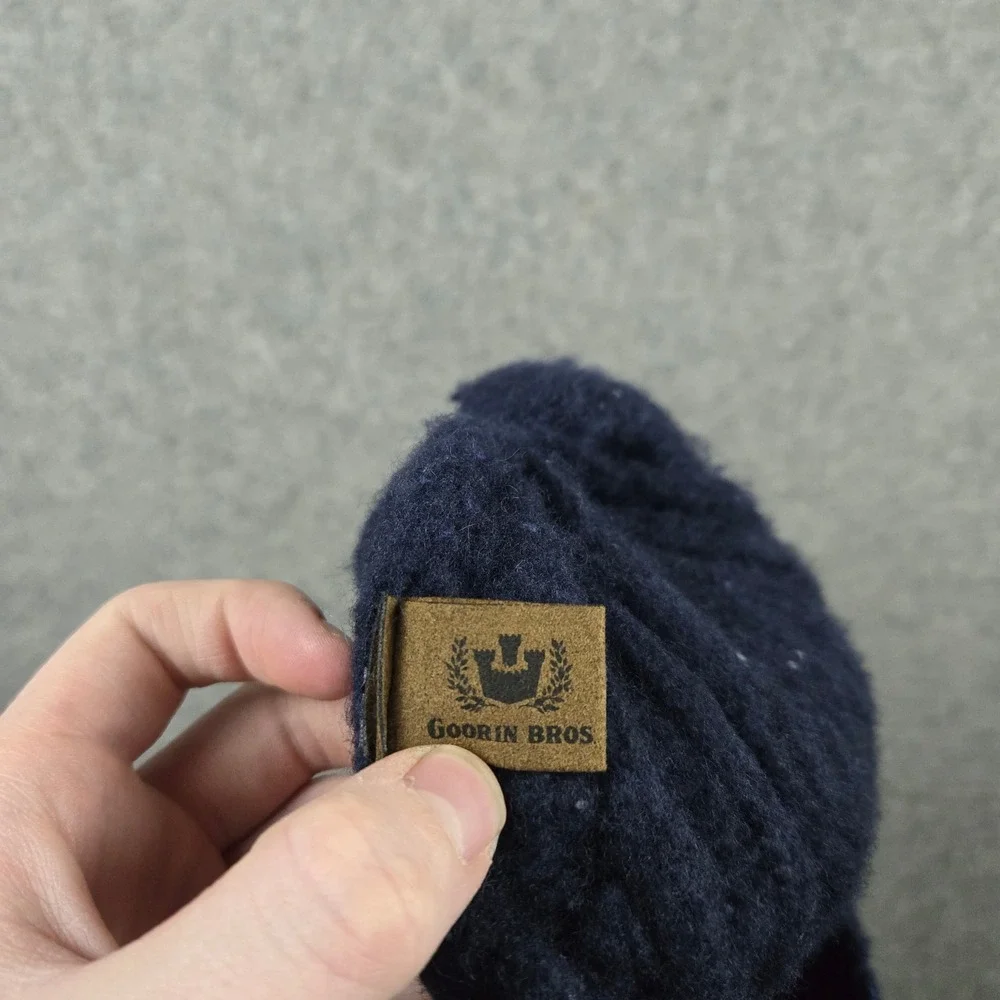 Goorin Bros Beanie Mens OS Navy Blue Cable Knit Lambswool Blend Winter Hat Logo